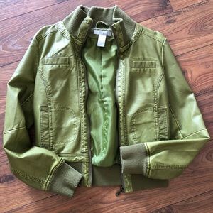 Green faux leather jacket